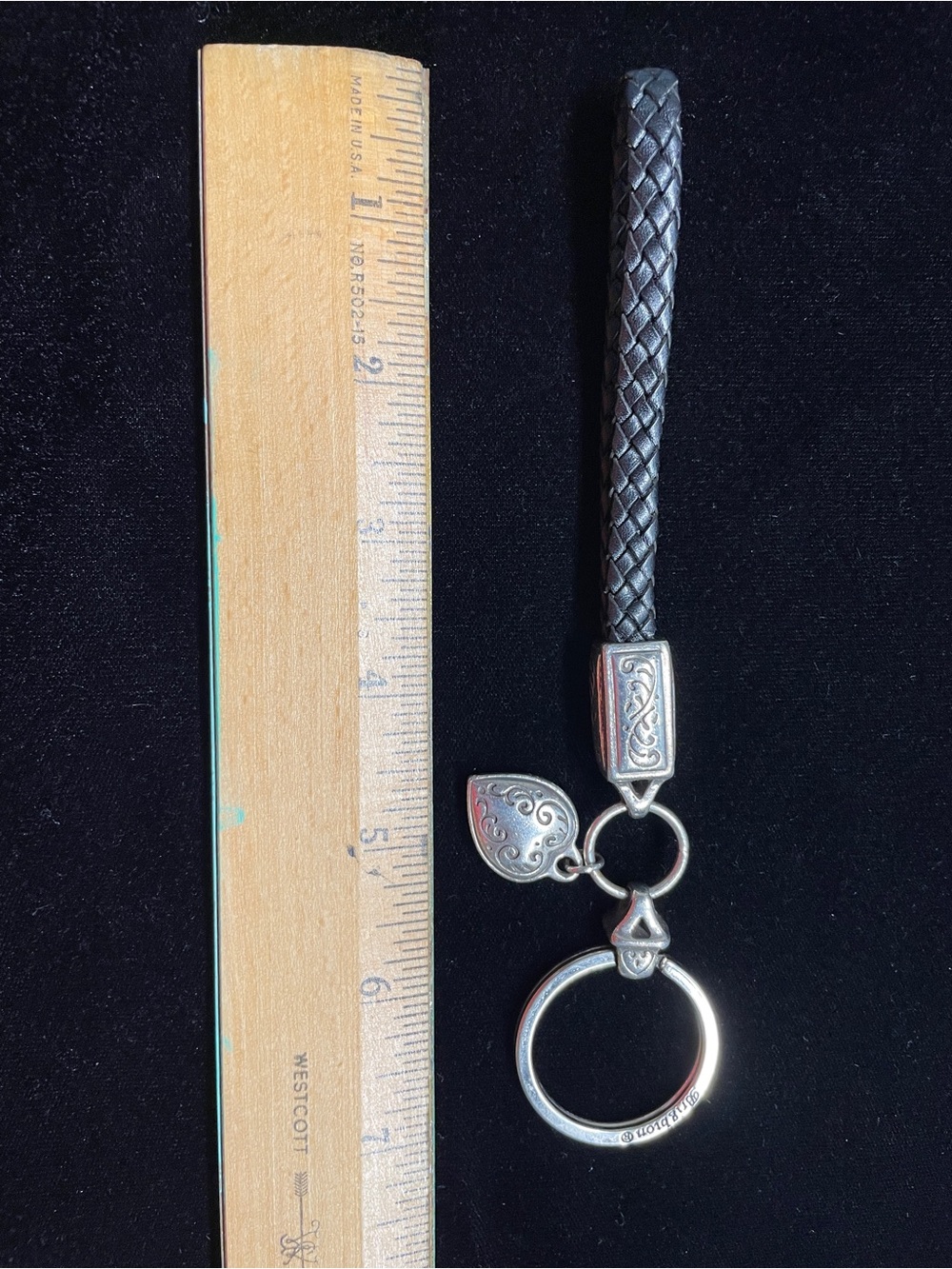 💖 Brighton Genuine Leather Key Ring Holder — Heart Charm & Braided Strap 💖